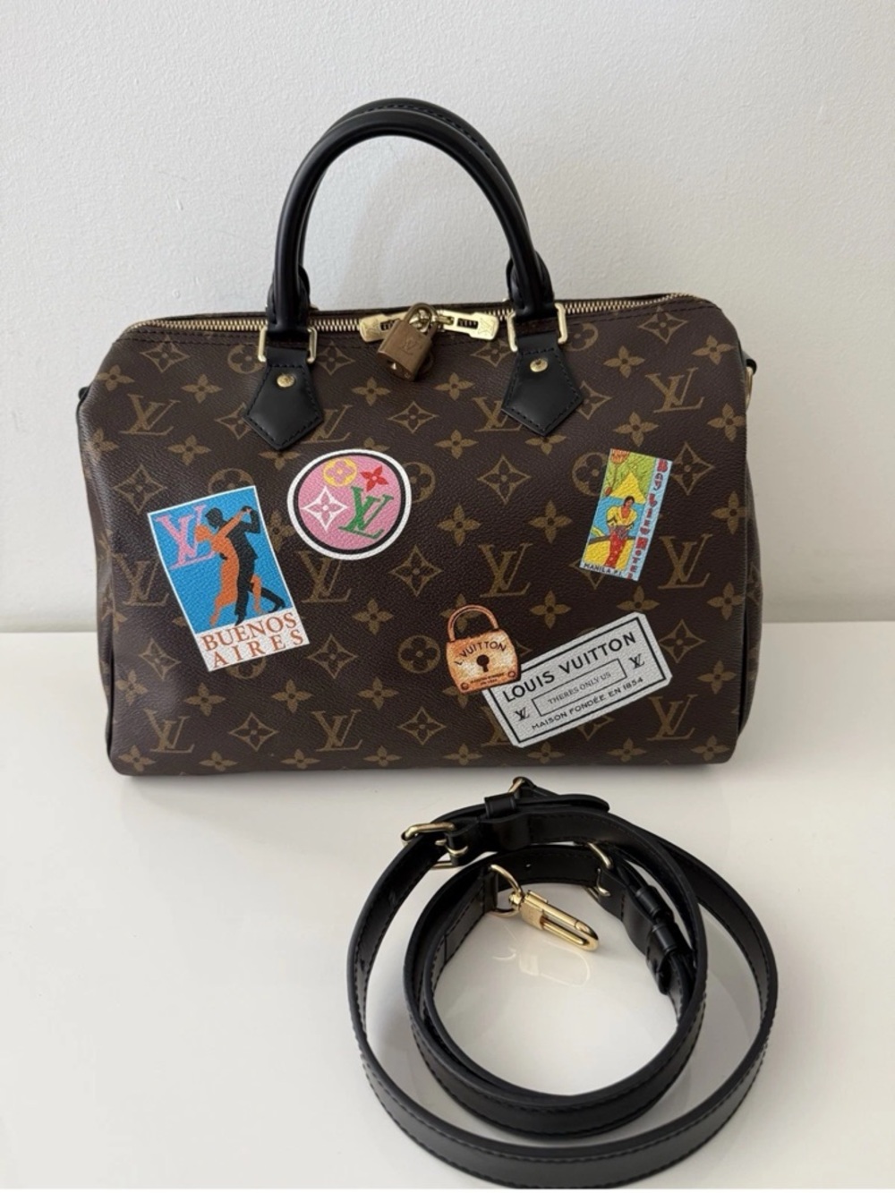 Louis Vuitton My World Tour Monogram Speedy Bandouliere 30 Canvas Bag Handbag - Picture 2 of 14